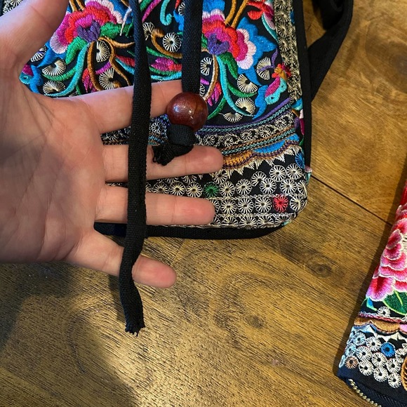 Embroidered Backpack Travel Set W/ Wallet Colorful Small Backpack New Boho - Picture 7 of 14